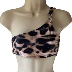 MISSGUIDED Animal Print One Shoulder Swimsuit Top | Size U.S. 4